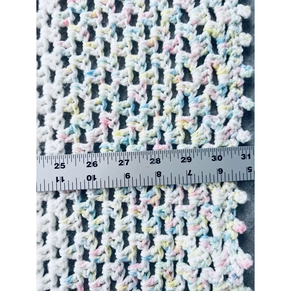 Vintage Crochet Receiving Baby Blanket Pastel Handmade Afghan Throw Baby Neutral